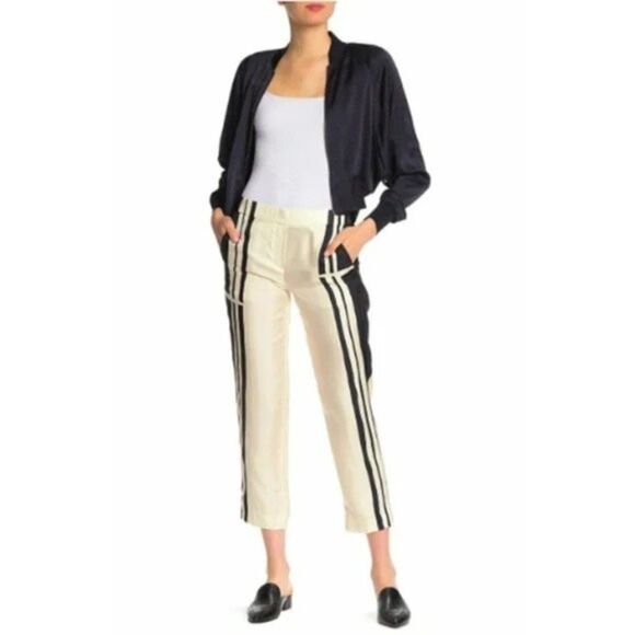 THEORY Silk Hans Striped Trouser Sz 2 - Picture 1 of 6